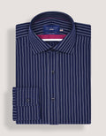 Navy & White Striped Formal Shirt