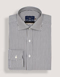 Brown & White Striped Formal Shirt