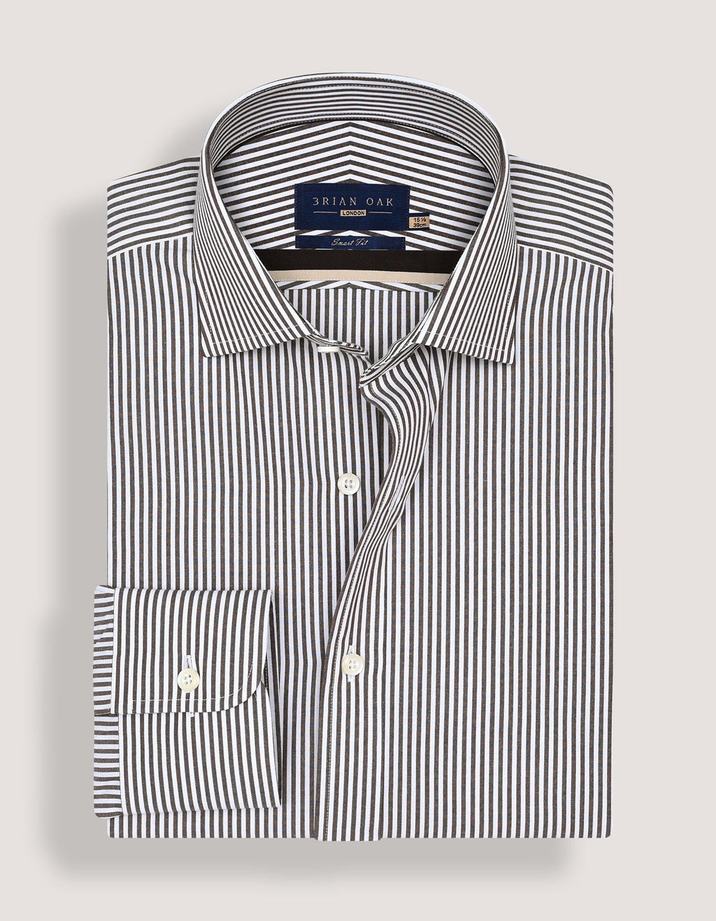 Brown & White Striped Formal Shirt