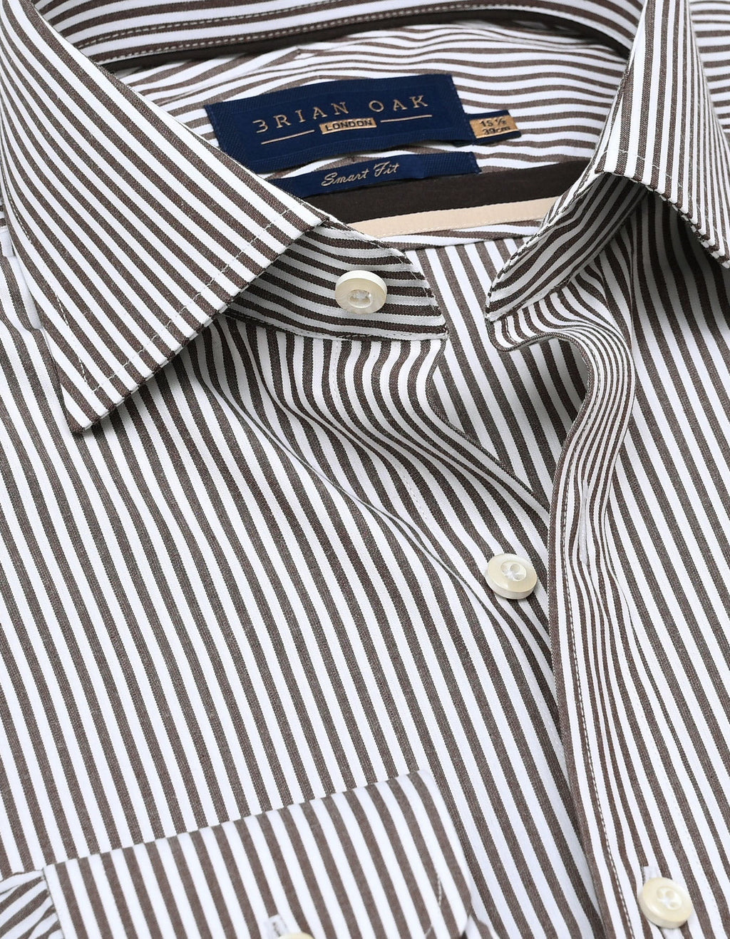 Brown & White Striped Formal Shirt