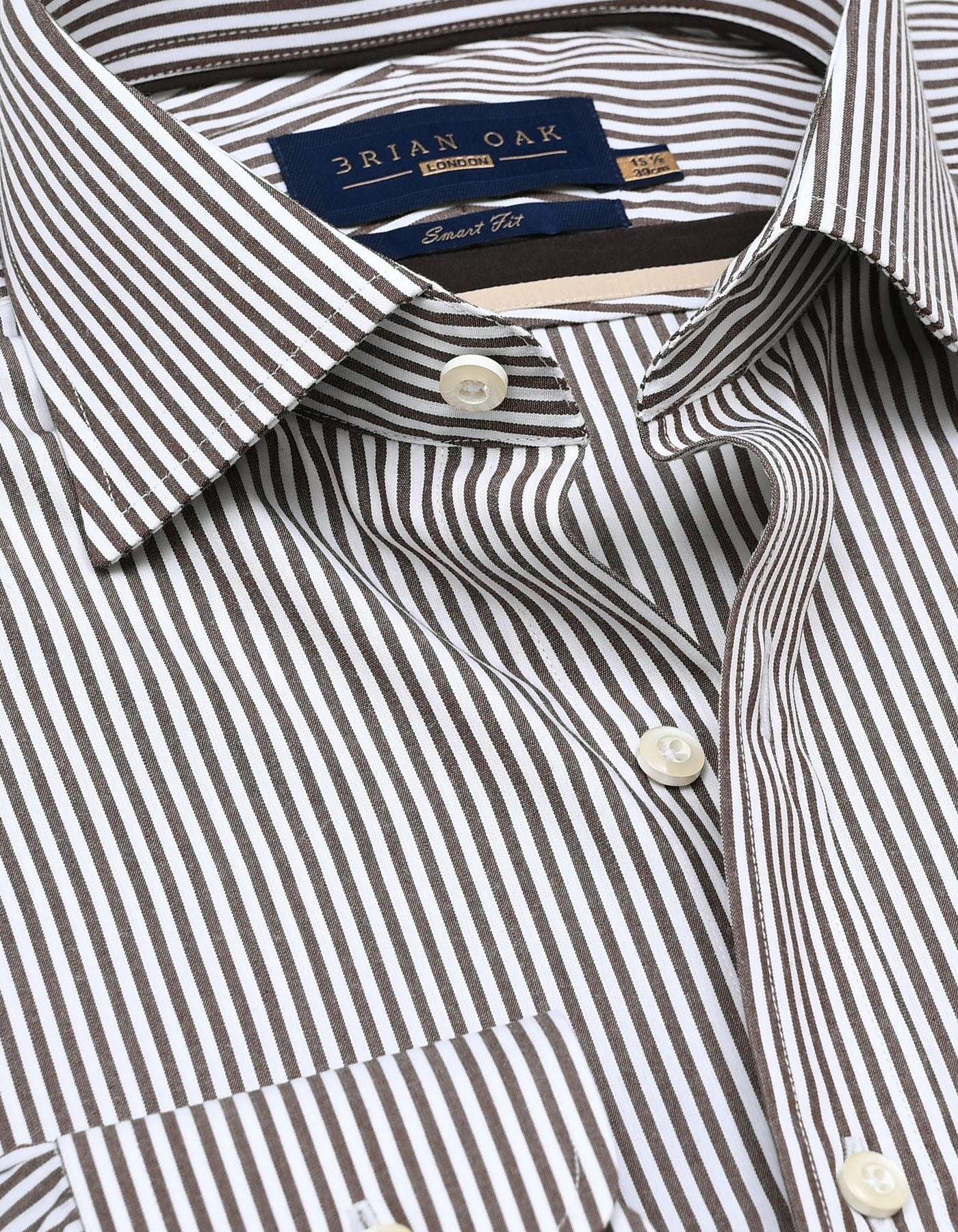Brown & White Striped Formal Shirt