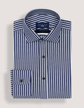 Navy Striped Cotton Dress Shirt