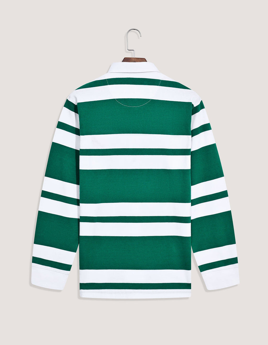 British Green & White Relaxed Fit Striped Rugby Shirt