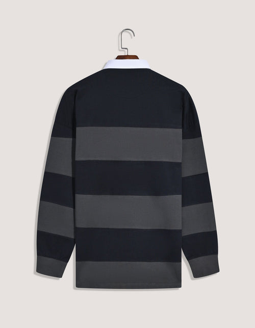 Black Striped Oversized Rugby Shirt